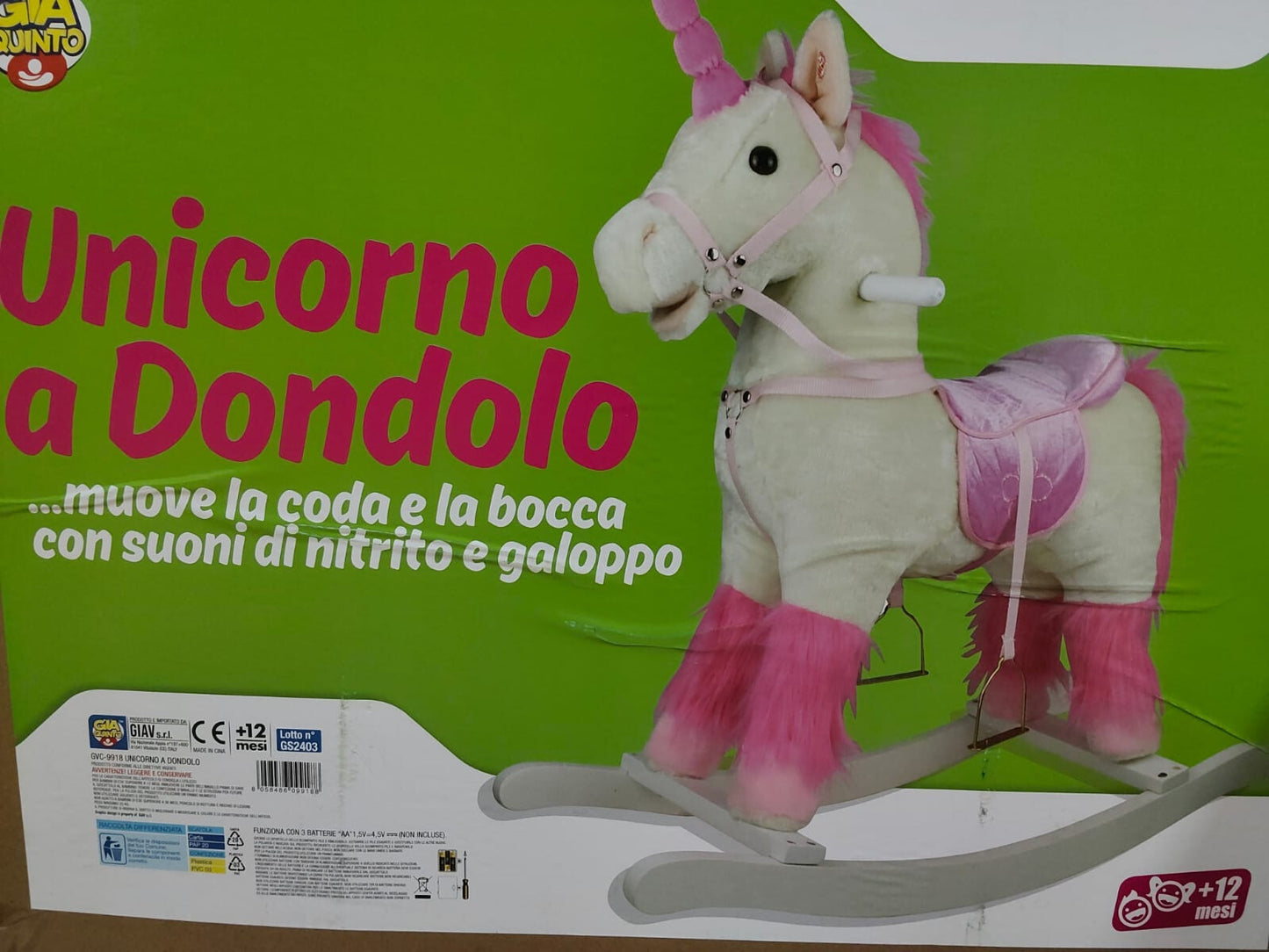 UNICORNO A DONDOLO CON VERSO
