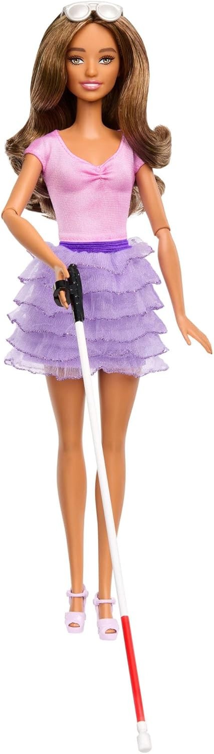 BARBIE FASHIONISTAS CIECA CON BASTONE E OCCHIALI