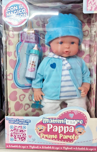 MAMMAMORE PAPPA PRIME PAROLE CON BIBERON AZZURRO