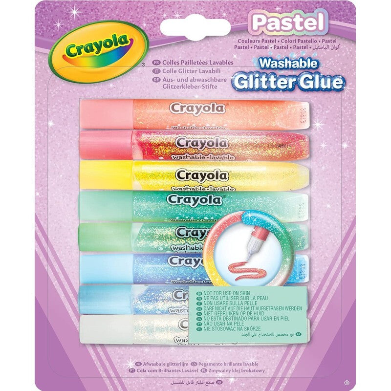 8 COLLE GLITTER LAVABILI COLOR PASTELLO