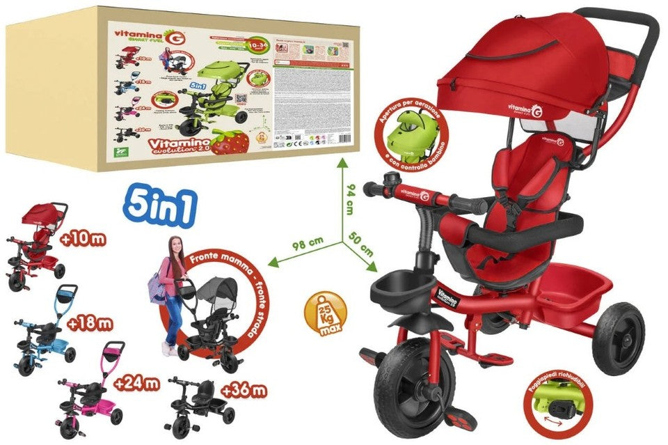 TRICICLO METALLO VITAMINO EVO ROSSO