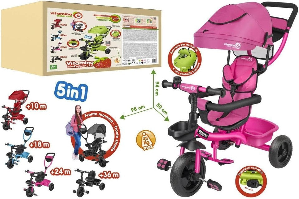 TRICICLO IN METALLO VITAMINO ROSA