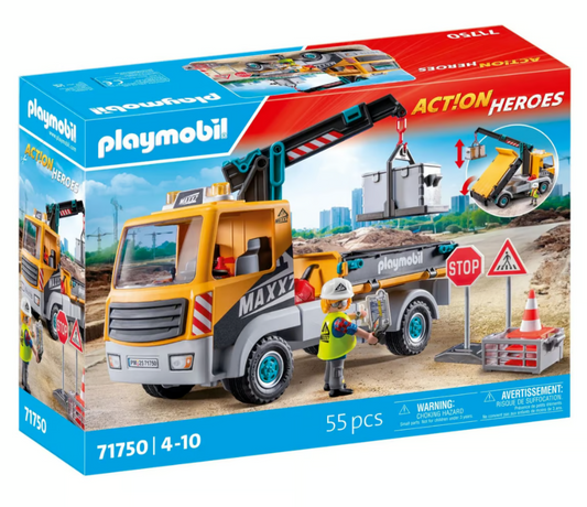 PLAYMOBIL ACTION HEROES 71750 CAMION DA CANTIERE CON GRU 