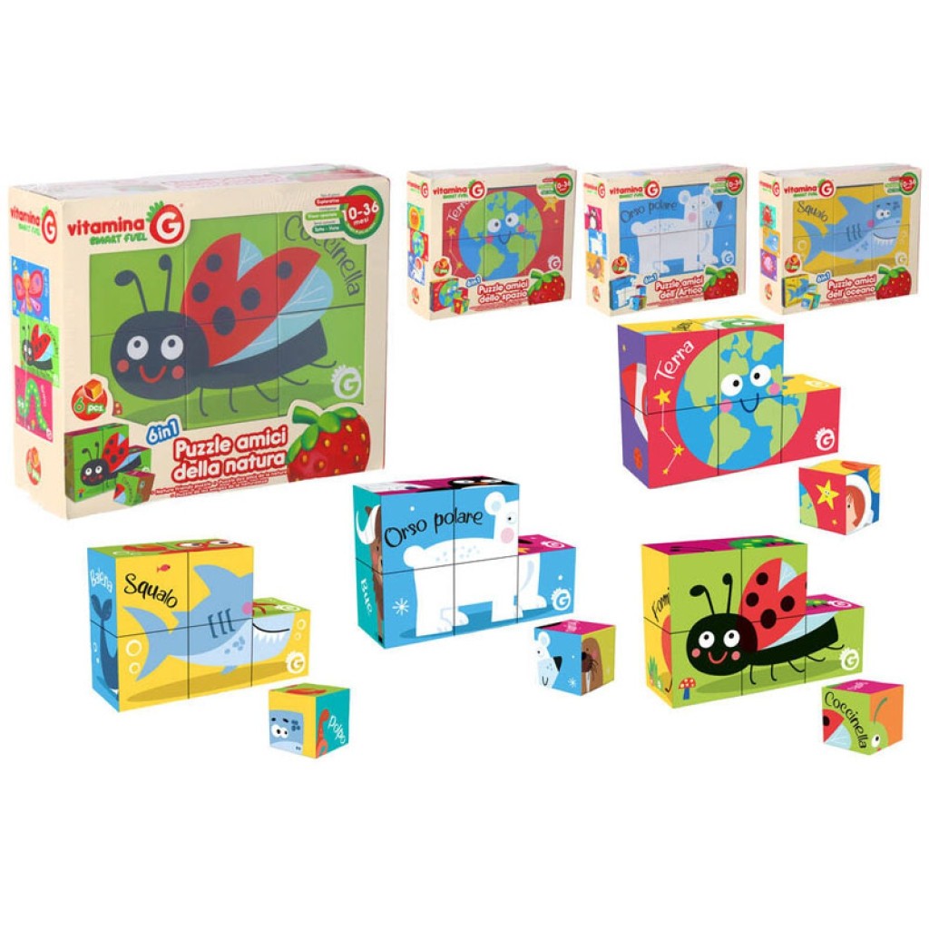 CUBI PUZZLE ANIMALI 6 FIGURE ASSORTITI 6X6