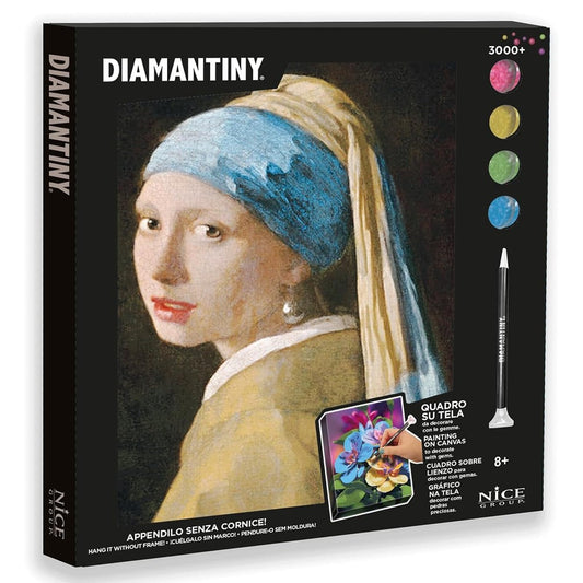 DIAMANTINY QUADRO RAGAZZA CON ORECCHINI DI PERLE