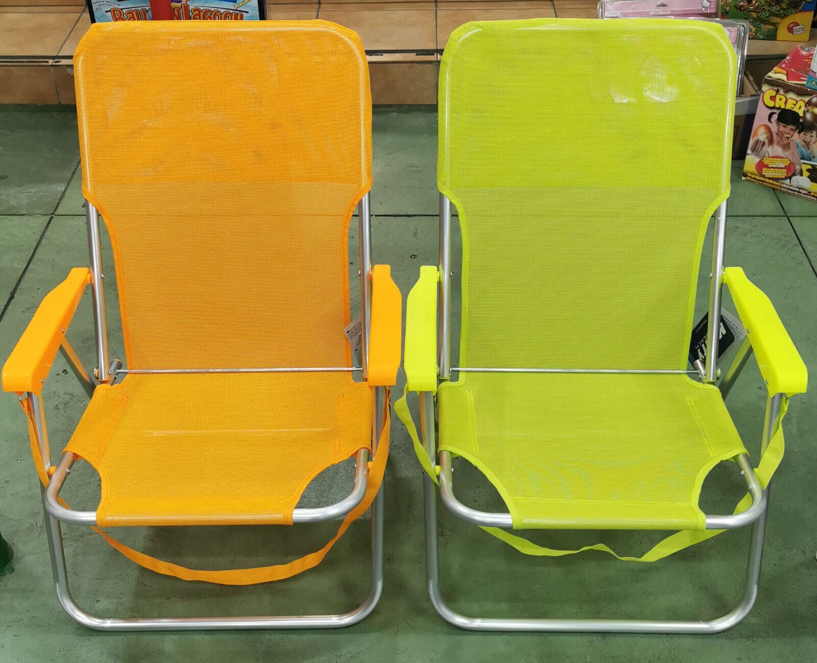 SEDIA SPIAGGIA ALLUMINIO - ARANCIONE E GIALLO FLUO VENDITA UNITARIA A SCELTA