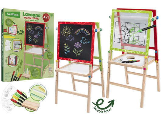 LAVAGNA IN LEGNO 4 IN 1 CON ACCESSORI