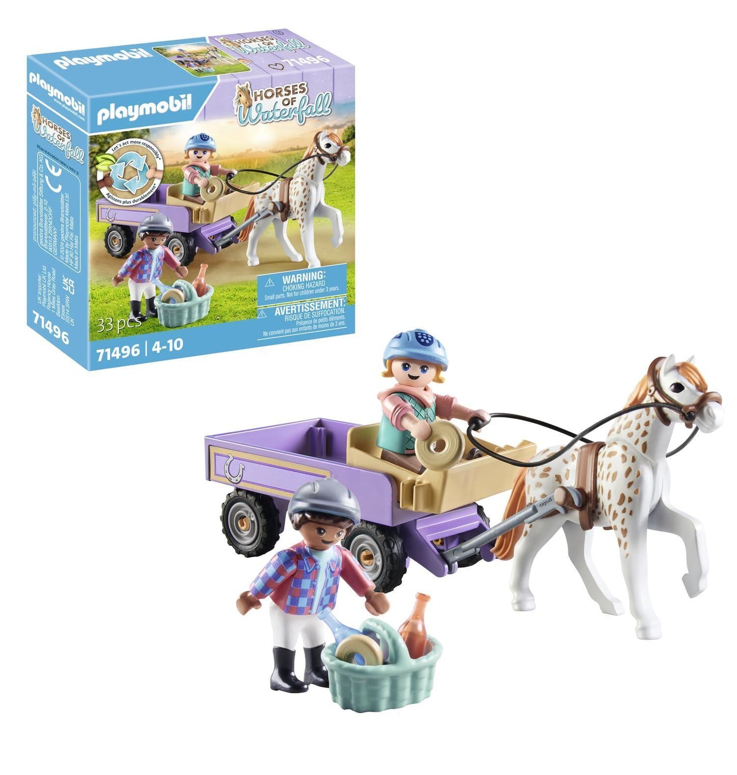 PLAYMOBIL HORSES OF WATERFALL 71496 CARROZZA CON PONY 