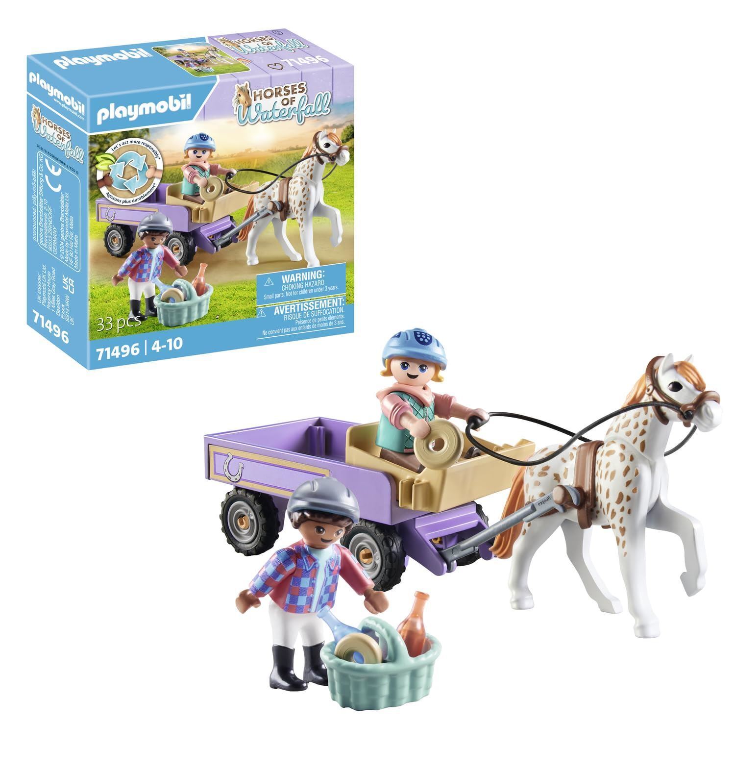 PLAYMOBIL HORSES OF WATERFALL 71496 CARROZZA CON PONY 