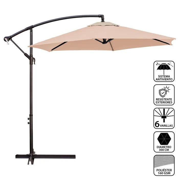 PARASOL ECCENTRICO ACCIAIO 300 CM