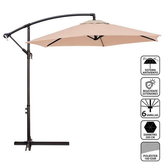 PARASOL ECCENTRICO ACCIAIO 300 CM