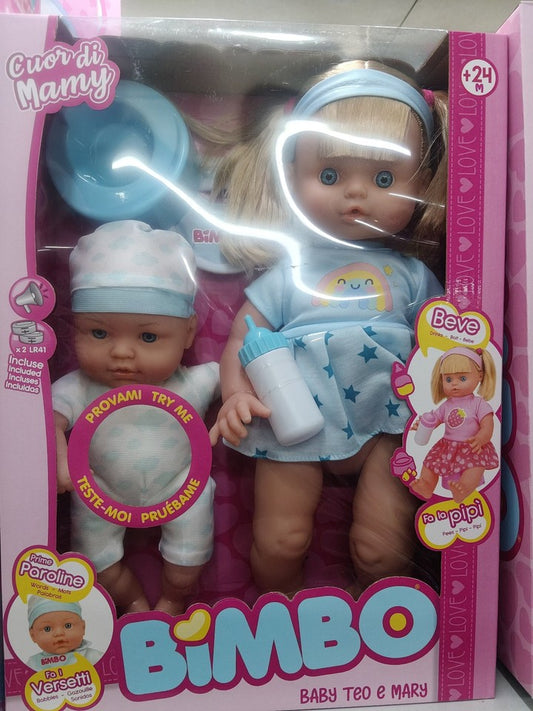 BAMBOLA 40CM BEVE E BAGNA CON BAMBOLA 30CM