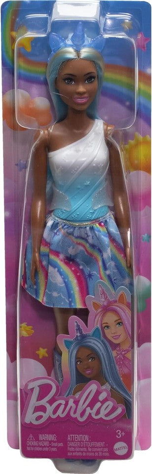 BARBIE FAIRYTALE UNICORNI COLORE AZZURRO CARNAGIONE SCURA