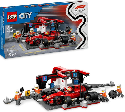 LEGO CITY 60443 PIT STOP E MECCANICI CON MONOPOSTO FERRARI F1