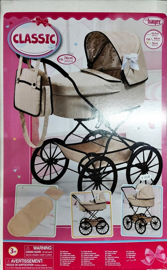 CARROZZINA PER BAMBOLE BEIGE